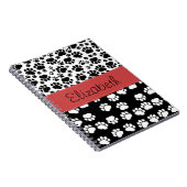 Paw Pattern, Dog Paws, Black and White, Jouw naam Notitieboek (Rechterzijde)