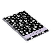 Paw Pattern, Dog Paws, Black and White, Jouw naam Notitieboek (Rechterzijde)