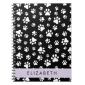 Paw Pattern, Dog Paws, Black and White, Jouw naam Notitieboek (Voorkant)