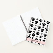 Paw Pattern, Dog Paws, Black and White, Jouw naam Notitieboek (Binnen)