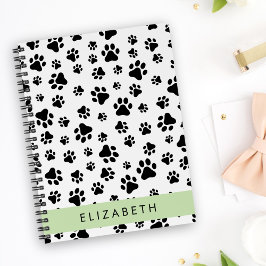 Paw Pattern, Dog Paws, Black and White, Jouw naam Notitieboek