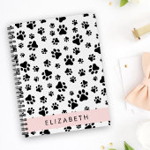Paw Pattern, Dog Paws, Black and White, Jouw naam Notitieboek