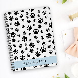Paw Pattern, Dog Paws, Black and White, Jouw naam Notitieboek