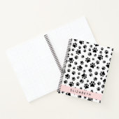 Paw Pattern, Dog Paws, Black and White, Jouw naam Notitieboek (Binnen)