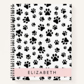 Paw Pattern, Dog Paws, Black and White, Jouw naam Notitieboek (Voorkant)