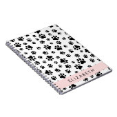 Paw Pattern, Dog Paws, Black and White, Jouw naam Notitieboek (Rechterzijde)