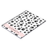 Paw Pattern, Dog Paws, Black and White, Jouw naam Notitieboek (Linkerzijde)