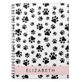 Paw Pattern, Dog Paws, Black and White, Jouw naam Notitieboek (Voorkant)
