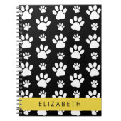 Paw Pattern, Dog Paws, Black and White, Jouw naam Notitieboek (Voorkant)