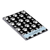 Paw Pattern, Dog Paws, Black and White, Jouw naam Notitieboek (Rechterzijde)