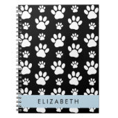 Paw Pattern, Dog Paws, Black and White, Jouw naam Notitieboek (Voorkant)