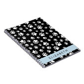 Paw Pattern, Dog Paws, Black and White, Jouw naam Notitieboek (Rechterzijde)