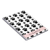 Paw Pattern, Dog Paws, Black and White, Jouw naam Notitieboek (Rechterzijde)