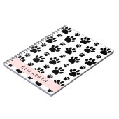 Paw Pattern, Dog Paws, Black and White, Jouw naam Notitieboek (Linkerzijde)