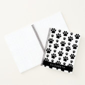 Paw Pattern, Dog Paws, Black and White, Jouw naam Notitieboek (Binnen)