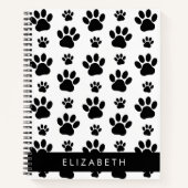 Paw Pattern, Dog Paws, Black and White, Jouw naam Notitieboek (Voorkant)
