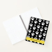 Paw Pattern, Dog Paws, Black and White, Jouw naam Notitieboek (Binnen)