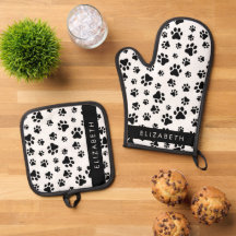 Paw Pattern, Dog Paws, Black and White, Jouw naam