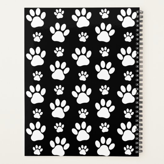 Paw Pattern, Dog Paws, Black and White, Jouw naam Planner (Achterkant)