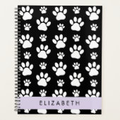 Paw Pattern, Dog Paws, Black and White, Jouw naam Planner (Voorkant)