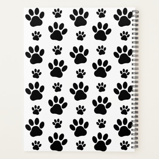 Paw Pattern, Dog Paws, Black and White, Jouw naam Planner (Achterkant)