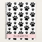 Paw Pattern, Dog Paws, Black and White, Jouw naam Planner (Voorkant)
