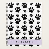 Paw Pattern, Dog Paws, Black and White, Jouw naam Planner (Voorkant)