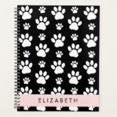Paw Pattern, Dog Paws, Black and White, Jouw naam Planner (Voorkant)