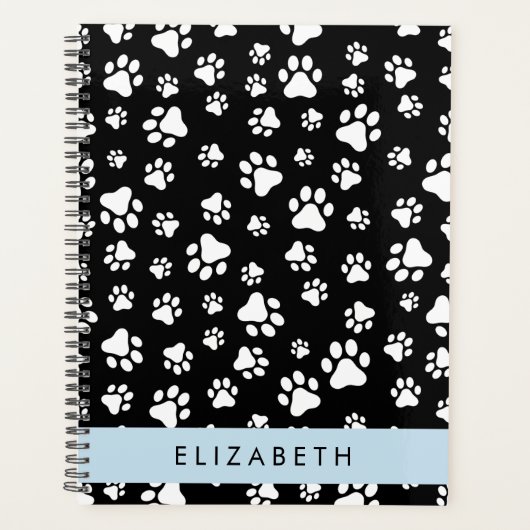 Paw Pattern, Dog Paws, Black and White, Jouw naam Planner (Voorkant)