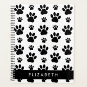 Paw Pattern, Dog Paws, Black and White, Jouw naam Planner (Voorkant)