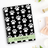 Paw Pattern, Dog Paws, Black and White, Jouw naam Planner