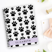 Paw Pattern, Dog Paws, Black and White, Jouw naam Planner