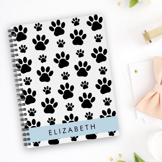 Paw Pattern, Dog Paws, Black and White, Jouw naam Planner