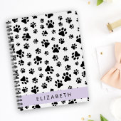 Paw Pattern, Dog Paws, Black and White, Jouw naam Planner