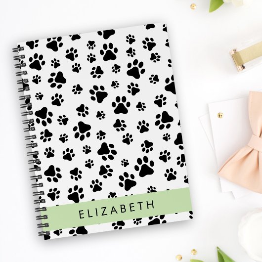 Paw Pattern, Dog Paws, Black and White, Jouw naam Planner