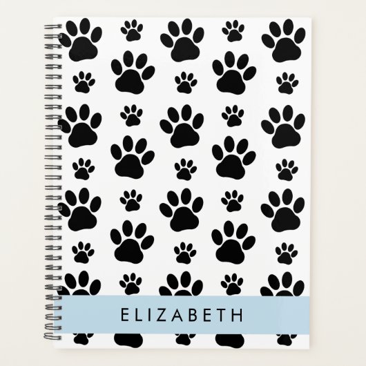 Paw Pattern, Dog Paws, Black and White, Jouw naam Planner (Voorkant)