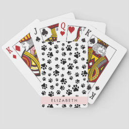 Paw Pattern, Dog Paws, Black and White, Jouw naam Pokerkaarten