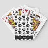 Paw Pattern, Dog Paws, Black and White, Jouw naam Pokerkaarten (Achterkant)