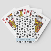 Paw Pattern, Dog Paws, Black and White, Jouw naam Pokerkaarten (Achterkant)