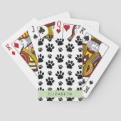 Paw Pattern, Dog Paws, Black and White, Jouw naam Pokerkaarten (Achterkant)