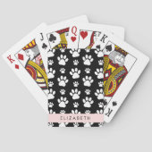 Paw Pattern, Dog Paws, Black and White, Jouw naam Pokerkaarten (Achterkant)