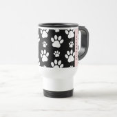 Paw Pattern, Dog Paws, Black and White, Jouw naam Reisbeker (Voorkant rechts)