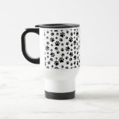 Paw Pattern, Dog Paws, Black and White, Jouw naam Reisbeker (Links)