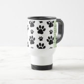 Paw Pattern, Dog Paws, Black and White, Jouw naam Reisbeker (Voorkant rechts)