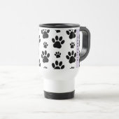 Paw Pattern, Dog Paws, Black and White, Jouw naam Reisbeker (Voorkant rechts)
