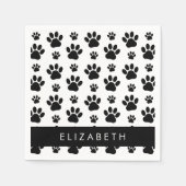 Paw Pattern, Dog Paws, Black and White, Jouw naam Servet (Voorkant)