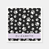 Paw Pattern, Dog Paws, Black and White, Jouw naam Servet (Voorkant)
