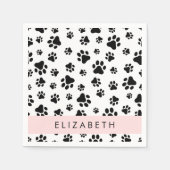 Paw Pattern, Dog Paws, Black and White, Jouw naam Servet (Voorkant)