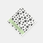 Paw Pattern, Dog Paws, Black and White, Jouw naam Servet (Hoek)