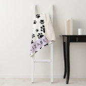 Paw Pattern, Dog Paws, Black and White, Jouw naam Sherpa Deken (In situ)